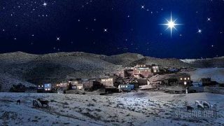 Estrella de belen sobre judea en navidad