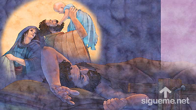 Ilustracion de la historia biblica  Dios revela en sueños a José el nacimiento de Jesús