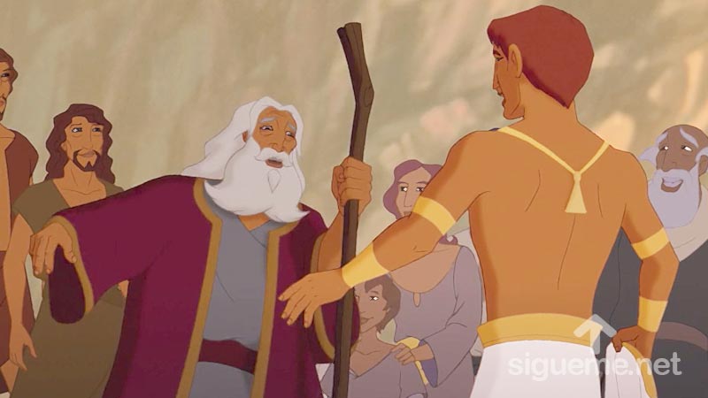 Ilustracion de la historia biblica Jacob se encuentra con Jacob en Egipto