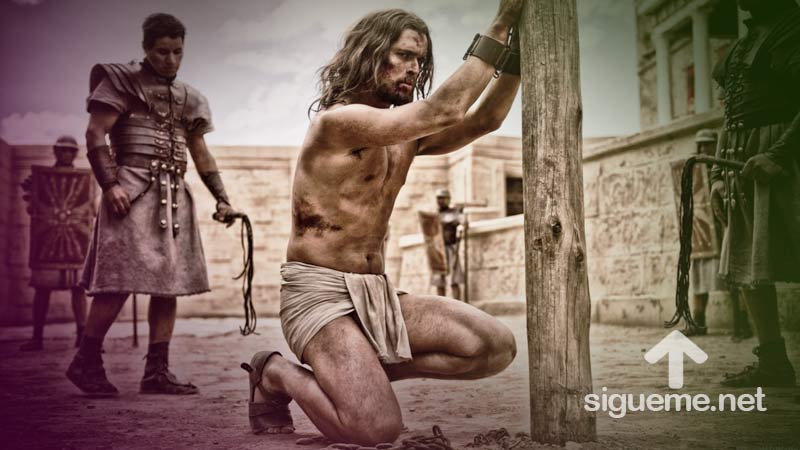 Jesus es azotado por Soldados romanos