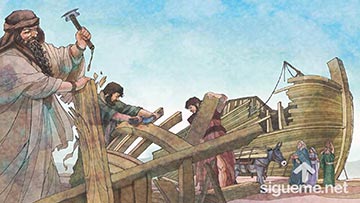 ilustración de: Noe construye el Arca