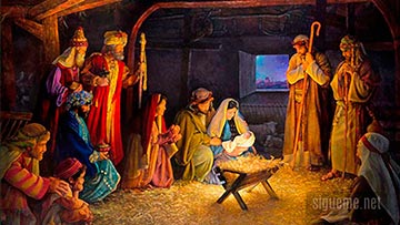 Pesebre de Navidad en el Nacimiento de Jesus